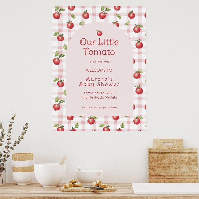 Our Little Tomato Baby Shower Welcome Poster  (Cozinha)