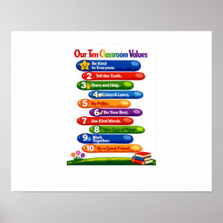Our Ten Classroom Values – 16x20 Landscape Poster