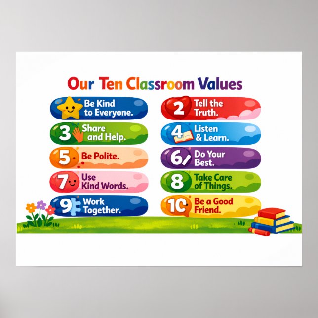 Our Ten Classroom Values Poster (Frente)