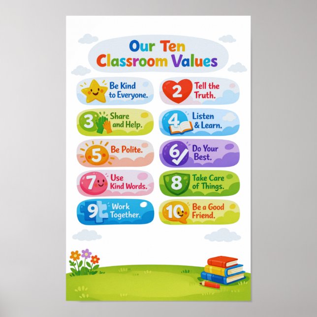 Our Ten Classroom Values Poster   (Frente)