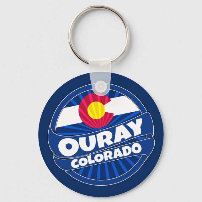Ouray Colorado flag burst chaveiro (Frente)