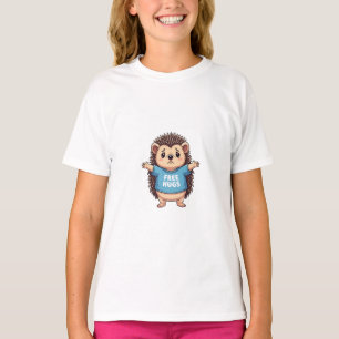 Ouriço Abraçando Triste Camiseta Azul Crianças