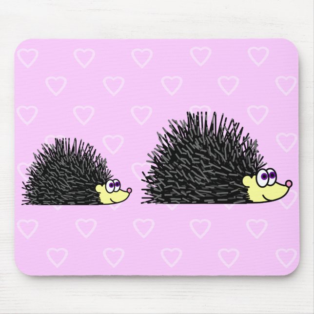 Ouriço bonito Mousepad da mamã e do bebê (Frente)