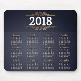 Ouro 2018 elegante e calendário azul | Mousepad