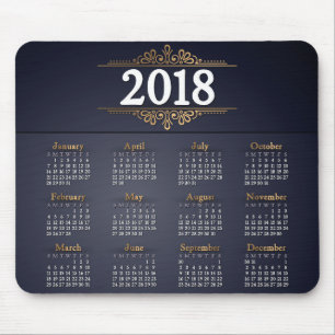 Ouro 2018 elegante e calendário azul Mousepad