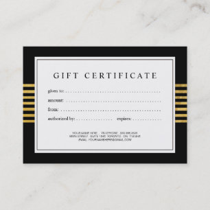 Ouro à moda e moderno e certificado de presente