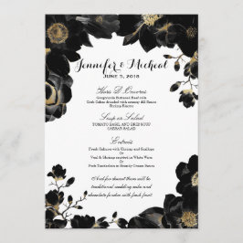 Ouro Acentuado Menu Floral Preto