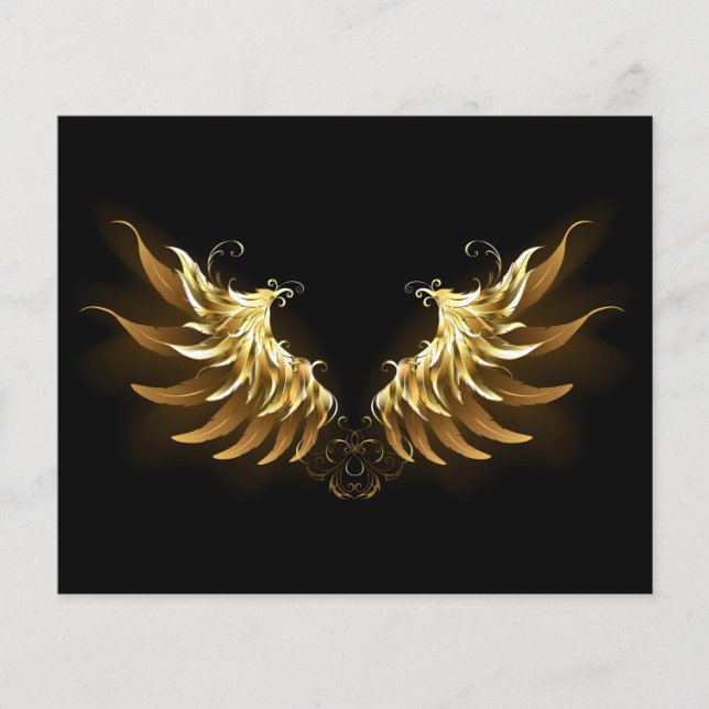 Ouro Angel Wings sobre fundo preto (Frente)
