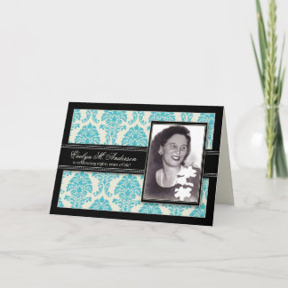 Ouro ano CARTÃO DE Aniversário Damask (aqua)