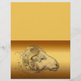 Ouro Ano Ram Chinês Aries Zodiac Letterhead