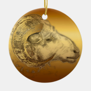 Ouro Ano Ram Chinês Aries Zodiac R Ornamento