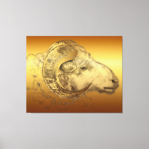 Ouro Aries Ram Chinês Canvas Zodiosa