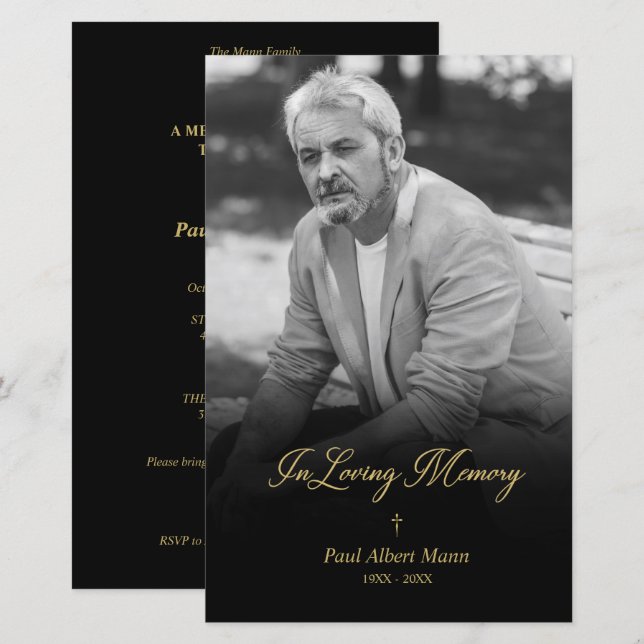 Ouro Barato No Funeral De Foto BW De Memória De Ad (Frente/Verso)