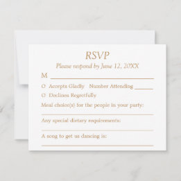 Ouro Branco Beige Guest Choices Weding RSVP Card