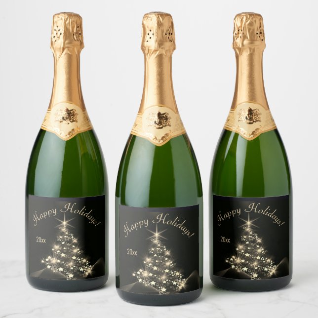 Ouro brilho de estrelas na árvore de Natal - Escur (Garrafas)
