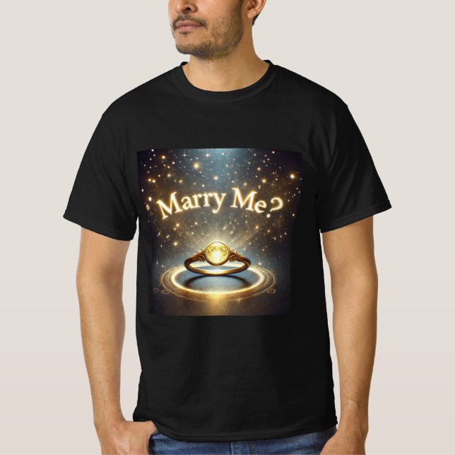 Ouro Brilho Proposta Casado Me Mens Camisa (Frente)