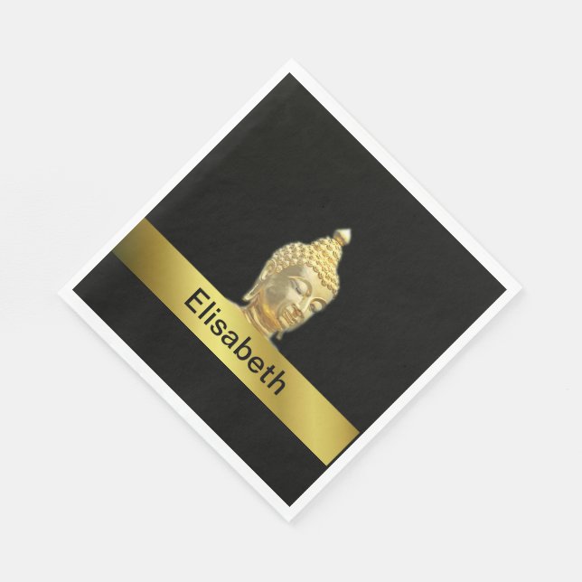 ouro buddha em guardanapos de papel preto (Quina)