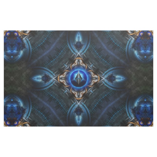 Ouro Caleidoscópio Impressão Tecido azul (Jarda)