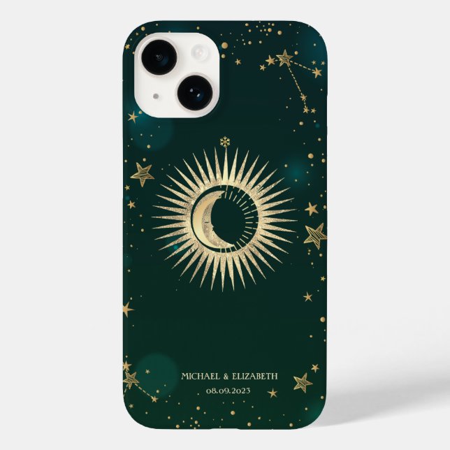 Ouro Celestial Sol e Lua Estrelas Verde (Verso)
