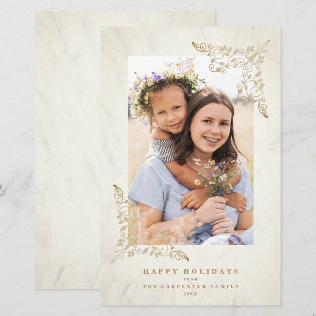 Ouro Chic Flourado do Luxo Lace de Orçamento Natal (Frente/Verso)