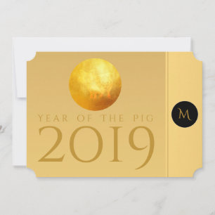 Ouro Chinês Pig Papercut 2019 Monogramas Convite