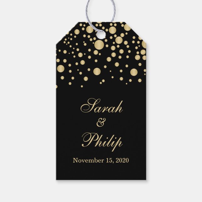 Ouro confetti Casamento Obrigado Etiqueta de prese (Frente)