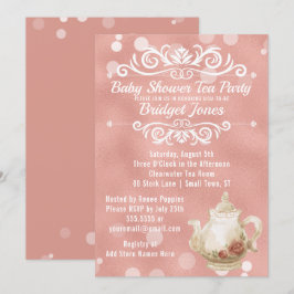 Ouro cor-de-rosa do convite do chá de fraldas do