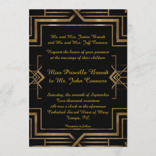 &Ouro de convite de casamento,excelente-Gatsby,scr