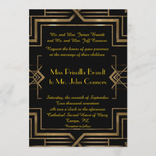 &Ouro de convite de casamento,excelente-Gatsby,scr