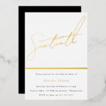 Ouro de Festa de aniversário 60ª Script Dourado<br><div class="desc">Dourado Script 60º Convite à Folha de Ouros do Festa de aniversário Consulte outros convites em nossa Loja de Nicho e Nest</div>