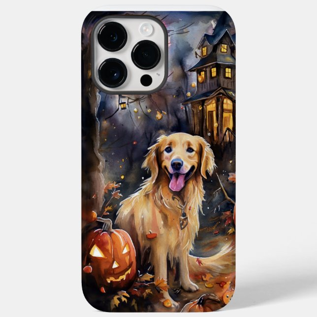 Ouro De Halloween Retriever Com Pumpkins Assustado (Verso)