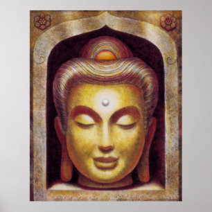 Ouro de Meditação de Zen Buda Poster Espiritual de
