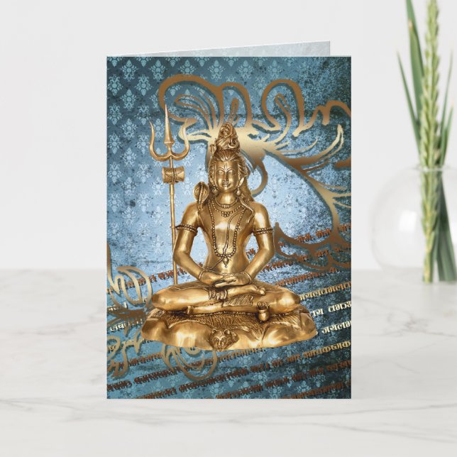 Ouro de Shiva, azul, cartão Notecard do damasco (Frente)