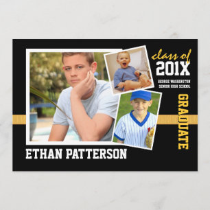 Ouro desportivo do preto do anúncio da graduaçã