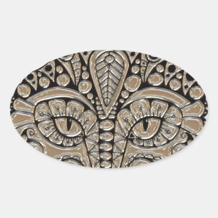 Ouro do gato do art deco e etiqueta preta
