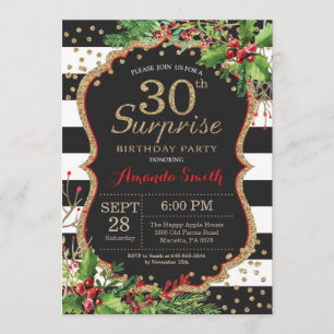 Ouro do Natal do convite do aniversário de 30 ano