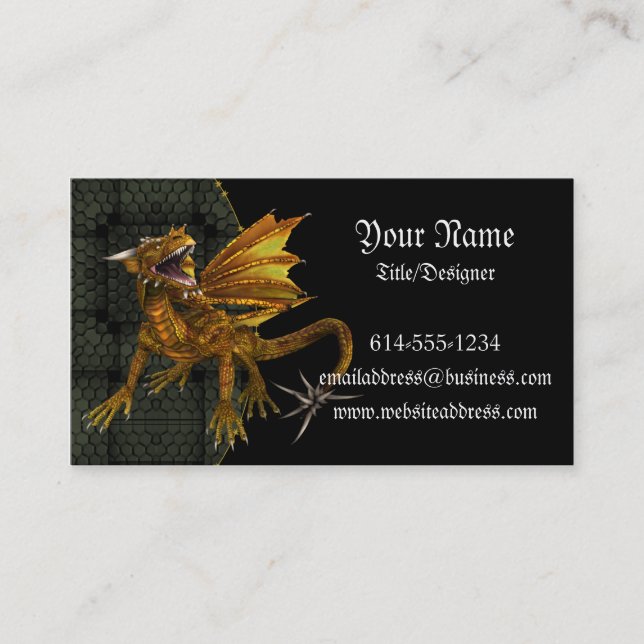 Ouro Dragon Fantasy Cartão de visita (Frente)