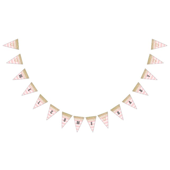 Ouro e bandeira bem-vinda do bebê do rosa (Todos)