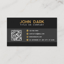 Ouro e Cartão de visita preto com QR