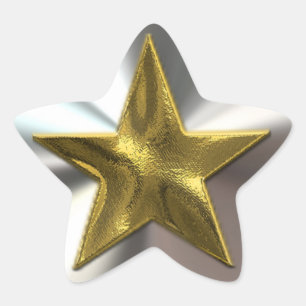 Ouro e etiquetas de brilho de prata da estrela
