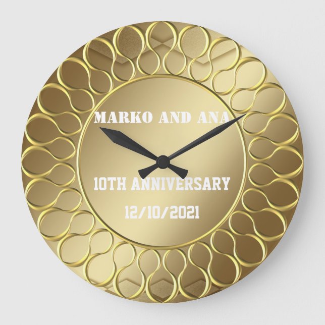 Ouro elegância aniversário do amor grande relógio (Frente)