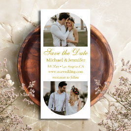 ouro elegante, fotos de 2 arco salvam a data