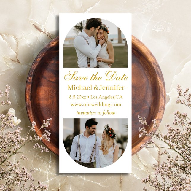 ouro elegante, fotos de 2 arco salvam a data (Criador carregado)