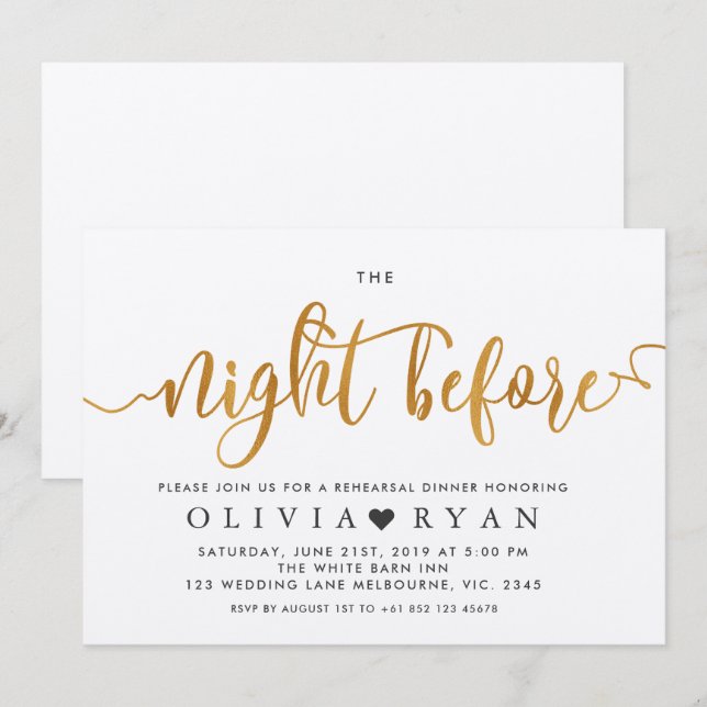 Ouro falso na noite anterior ao convite (Frente/Verso)