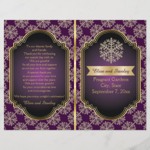 Ouro, floco de neve roxo programa wedding dobrado