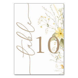 Ouro Floral Cartão de Mesa de flor selvagem, com