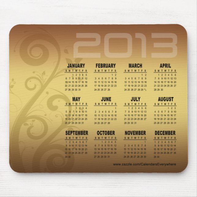Ouro floral de Mousepad do calendário das videiras (Frente)