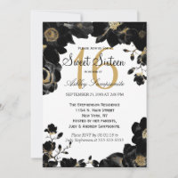 Ouro Floral Preto Acento 16 Convites