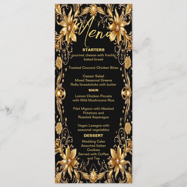 Ouro Floral Wedding Menu (Frente)