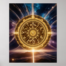 Ouro Galaxy Zodiac Mandala | Poster de luxo